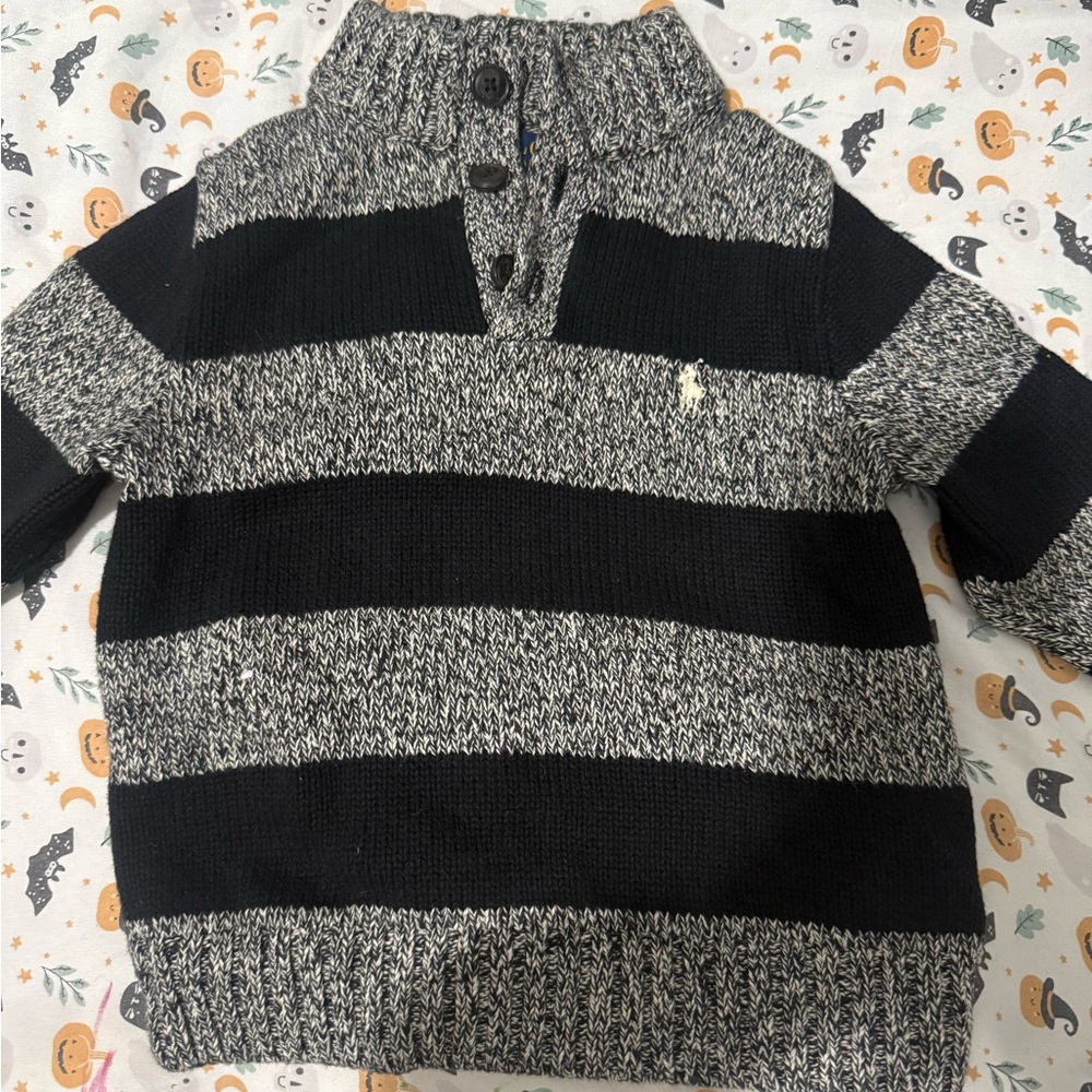 Ralph Lauren Striped Black and Gray Sweater for toddler
